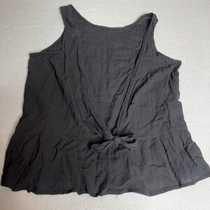 H&M Divided Black V Front Flowy Tie Knot Tank Top